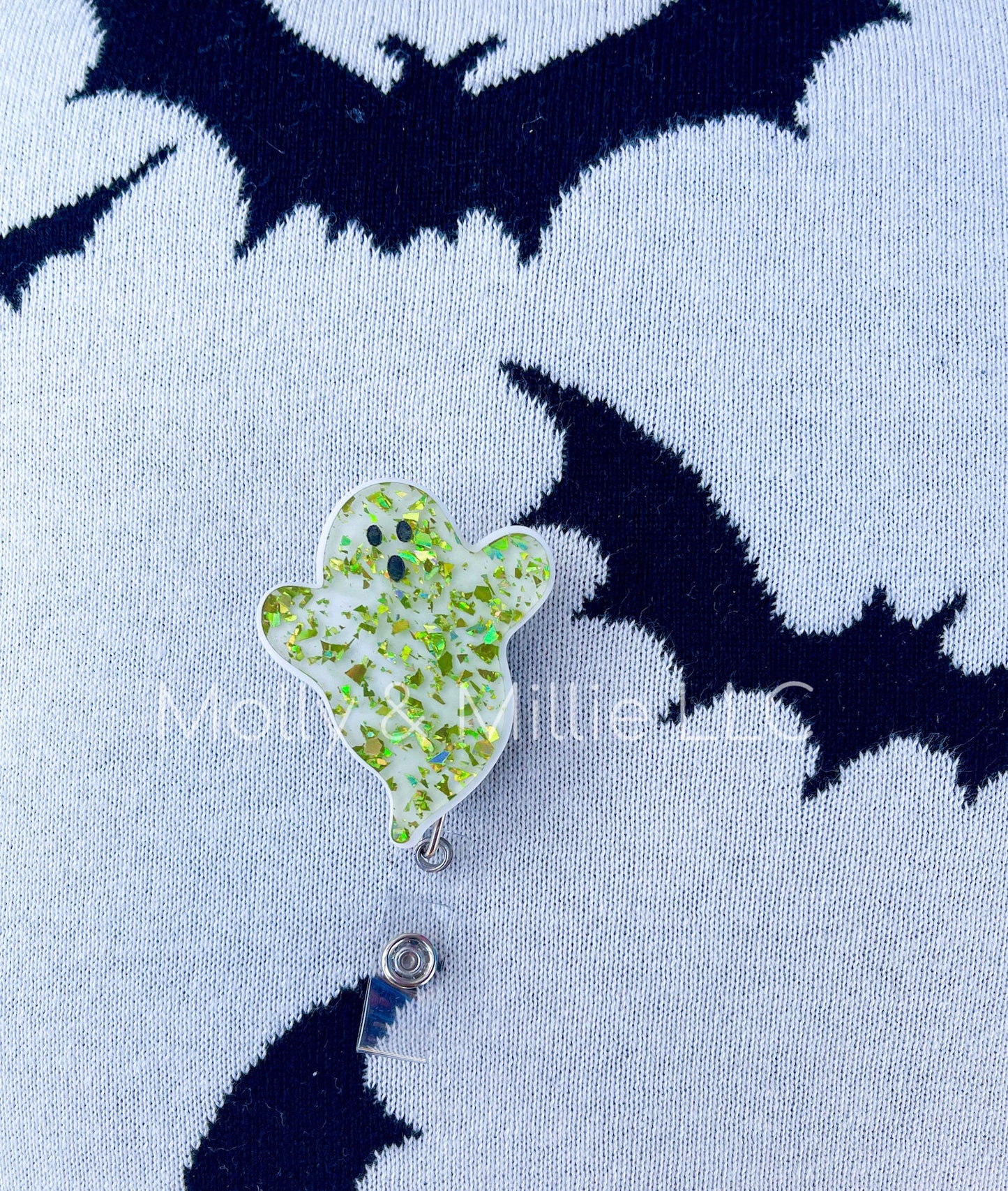 Halloween Work Badge | Glitter Teacher Badge Reel | Nurse Retractable Badge | Gifts for Her | Gifts for Nurses | Badge Reel Accessories