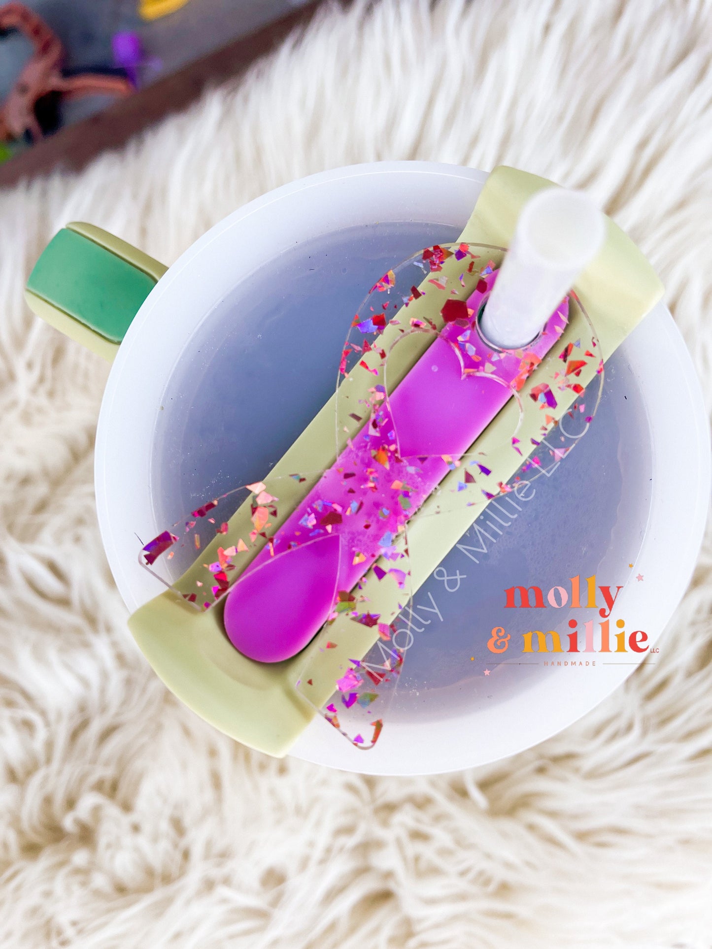 Ribbon Awareness 40oz Tumbler Name Plate | Cancer Ribbon for Tumbler | Breast Cancer Awareness Ribbon for Tumbler | Pink Glitter Ribbon