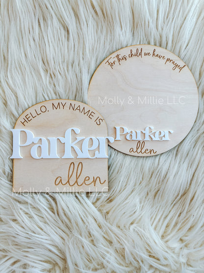 Newborn Name Announcement & Hand/Footprint Keepsake Baby Gift