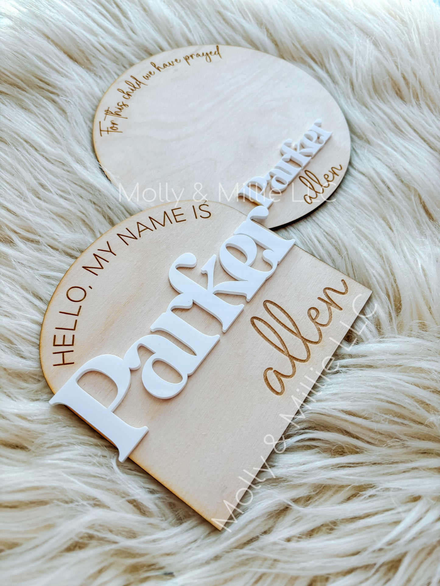 Newborn Name Announcement & Hand/Footprint Keepsake Baby Gift