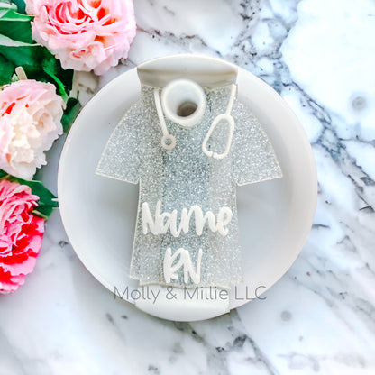 Scrub themed 40oz or 30oz H2.0 Tumbler Name Plate - name raised in acrylic