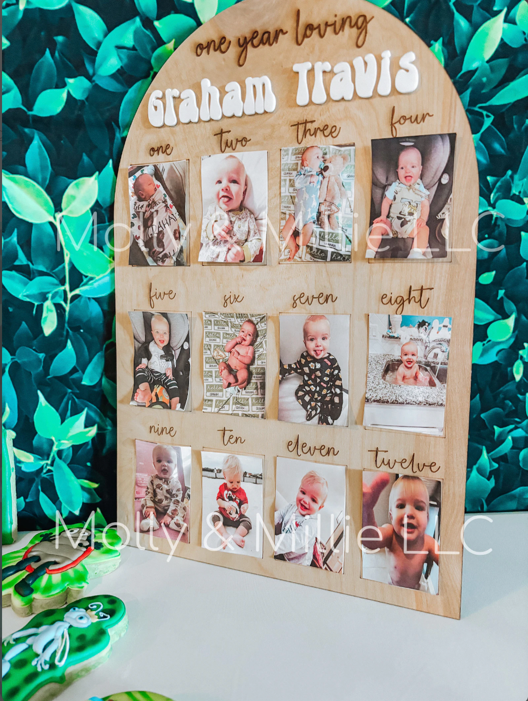 My First Year One Year of Photo Board Wooden Milestone Board 1st Birthday Milestone Board First Birthday Decorations 12 Months Photo Banner