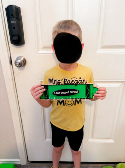 First Day, Last Day of School Interchangeable Crayon for Child or Teacher Appreciation Gift