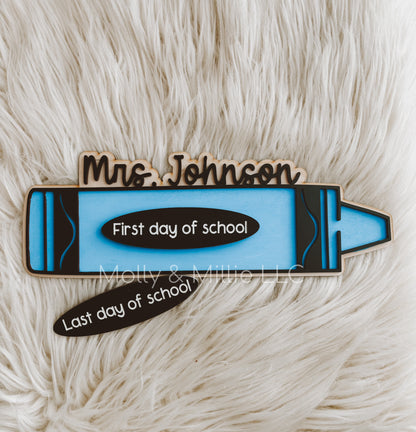 First Day, Last Day of School Interchangeable Crayon for Child or Teacher Appreciation Gift