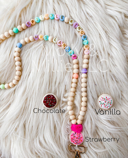 Sprinkle Kindness Lanyard for School, Office or Teacher| Kindness Affirmation Beaded Necklace with Clip for ID Badge| Mental Health Positive