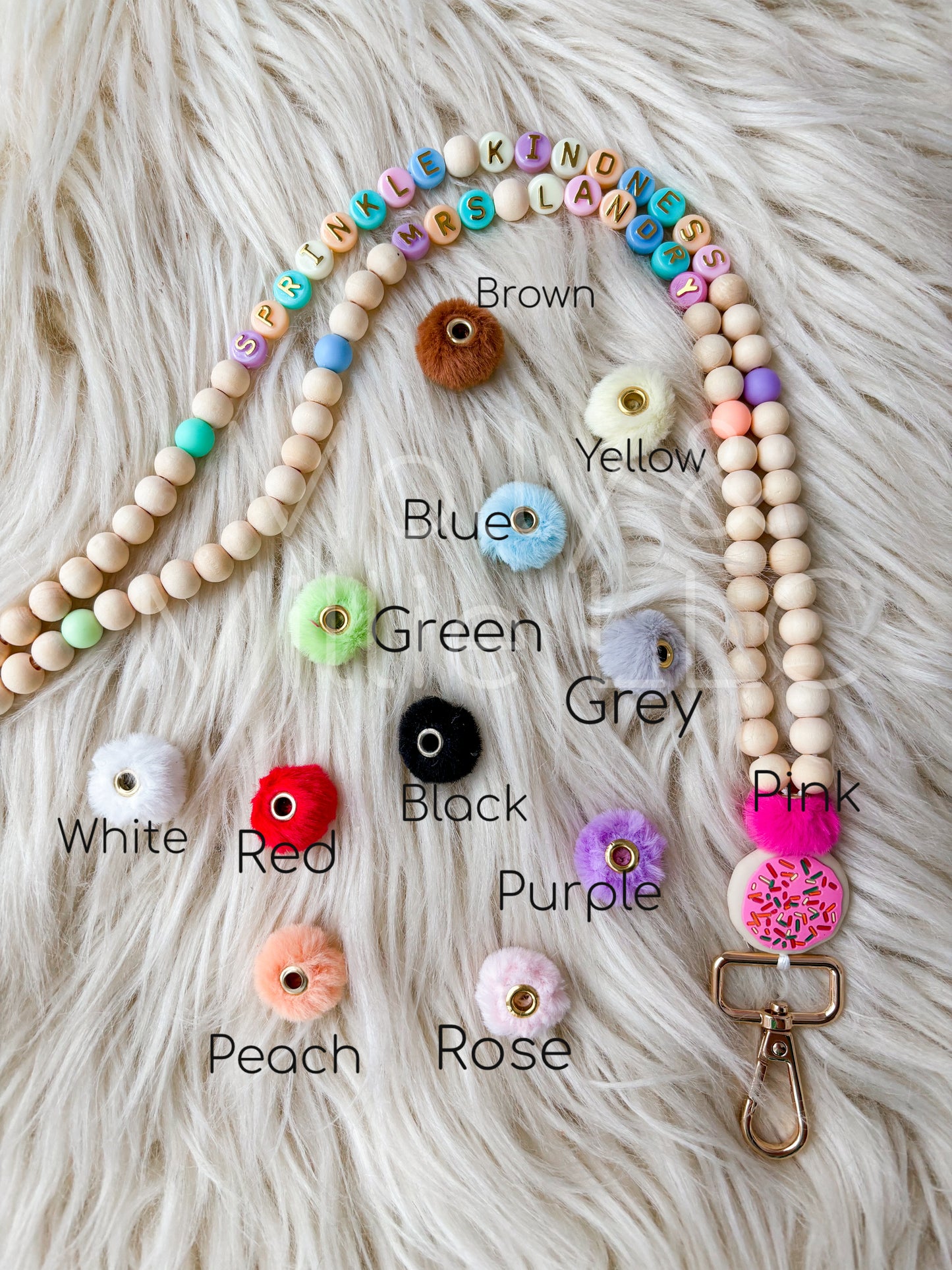 Sprinkle Kindness Lanyard for School, Office or Teacher| Kindness Affirmation Beaded Necklace with Clip for ID Badge| Mental Health Positive