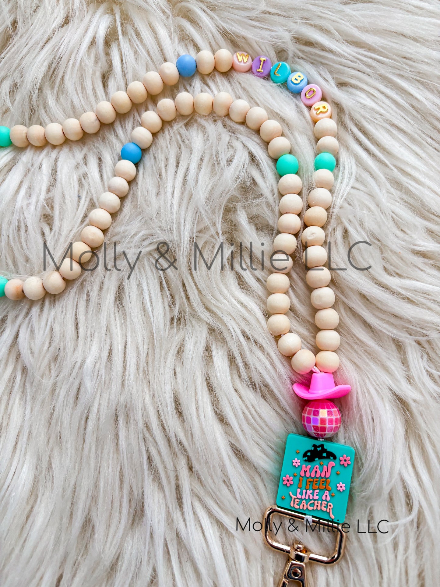 Pink Man I Feel Like A Teacher Lanyard | Disco Cowboy Hat | Back To School | ID Badge Holder for Teachers | Teacher Appreciation Gift Ideas