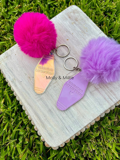 Good Moms Say Bad Words Keychain | Pom Pom Keychain | Mom Keychain | Fun Mom Keychain for Gift or Personal Use
