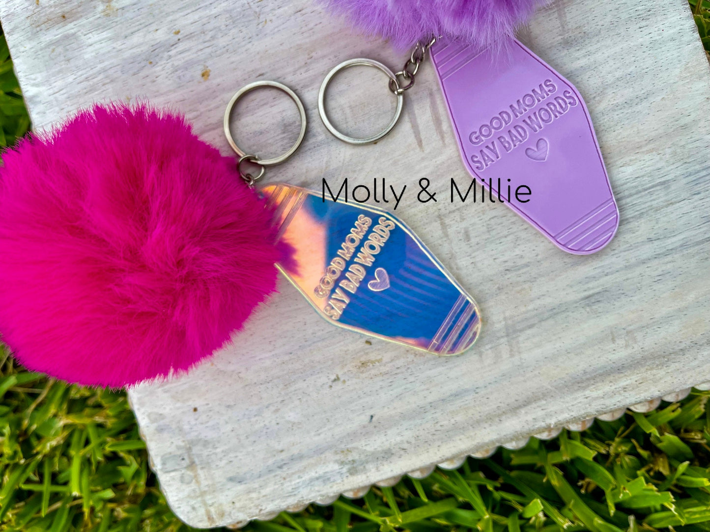 Good Moms Say Bad Words Keychain | Pom Pom Keychain | Mom Keychain | Fun Mom Keychain for Gift or Personal Use