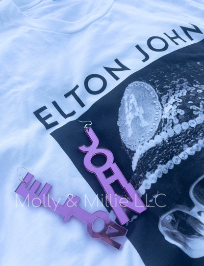 Elton John Mirror Earrings | Mirrored Festival Earrings | Elton John Drop Earrings | Acrylic Mirrored Earrings | Farewell Tour Earrings