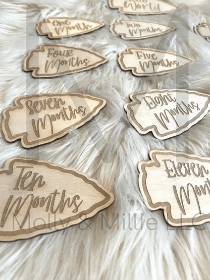 Baby Monthly Milestone Markers| Baby Shower Gift| Kansas City Milestone Cards| Baby Gift | Monthly Milestone | Arrowhead Cards FREE Shipping