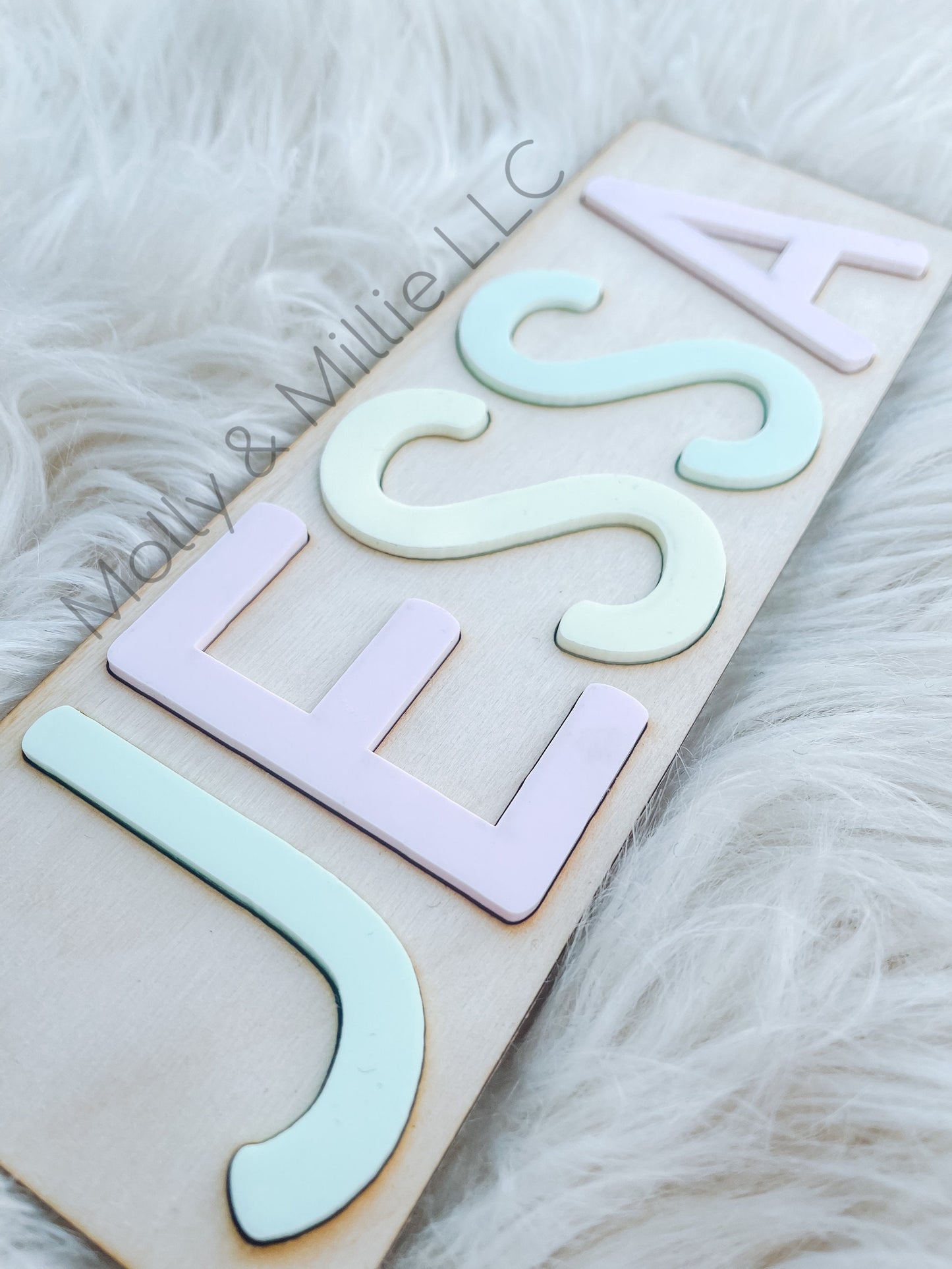Pastel Children’s wooden name puzzle | Name puzzle for toddlers | Baby name puzzle | name puzzle colorful pastels for gift & learning