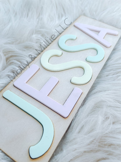 Pastel Children’s wooden name puzzle | Name puzzle for toddlers | Baby name puzzle | name puzzle colorful pastels for gift & learning