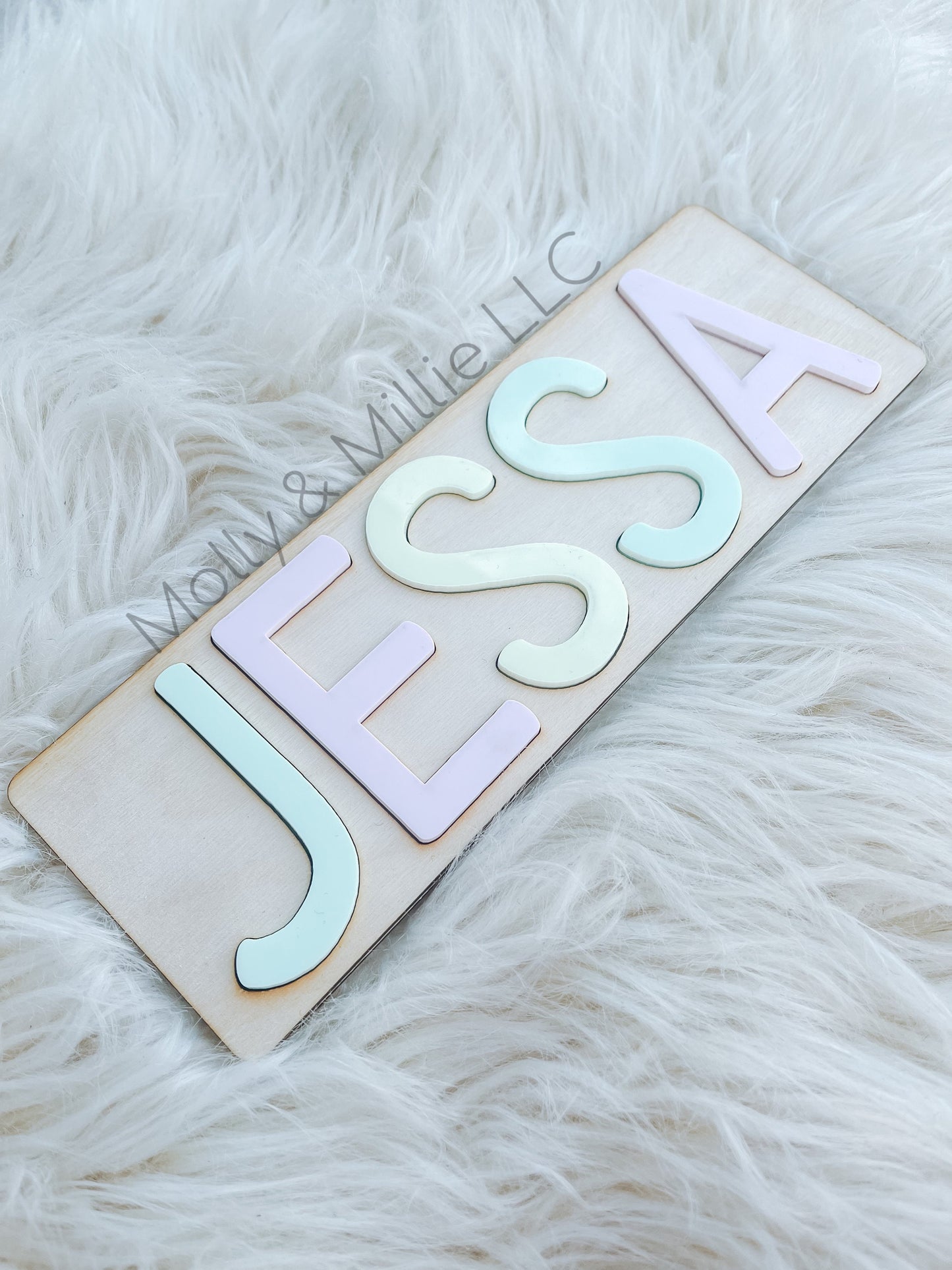 Pastel Children’s wooden name puzzle | Name puzzle for toddlers | Baby name puzzle | name puzzle colorful pastels for gift & learning