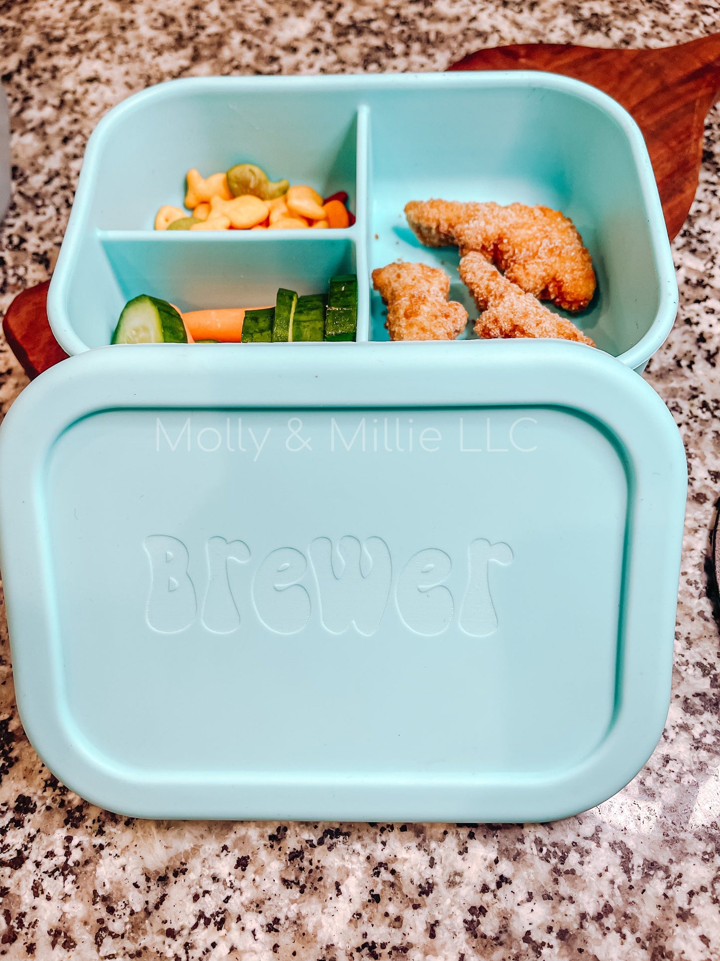 Custom Silicone Bento Lunch Box | Personalized Meal Prep Container | Toddler Name Snack Box | Child Name Lunch Box | Divided Food Storage