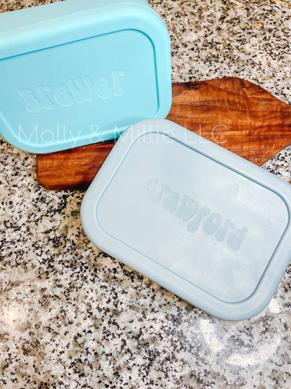 Custom Silicone Bento Lunch Box | Personalized Meal Prep Container | Toddler Name Snack Box | Child Name Lunch Box | Divided Food Storage