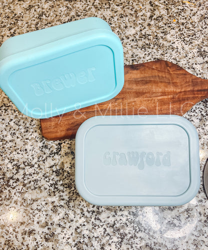Custom Silicone Bento Lunch Box | Personalized Meal Prep Container | Toddler Name Snack Box | Child Name Lunch Box | Divided Food Storage