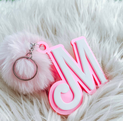 Metallic Pink Keychain | Backpack Keychain | Keychain for lunchbox | Monogram Initial Keychain | Trendy Tag for keys, backpacks, work bags