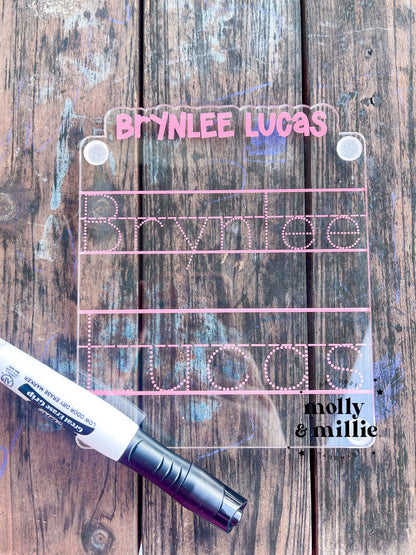 Name Tracing Board | Dry Erase Name Tracing  | Letter Tracing Board | Homeschool Aids | Acrylic Reusable Writing | Personalized Name Board