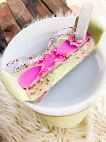 Ribbon Awareness 40oz Tumbler Name Plate | Cancer Ribbon for Tumbler | Breast Cancer Awareness Ribbon for Tumbler | Pink Glitter Ribbon