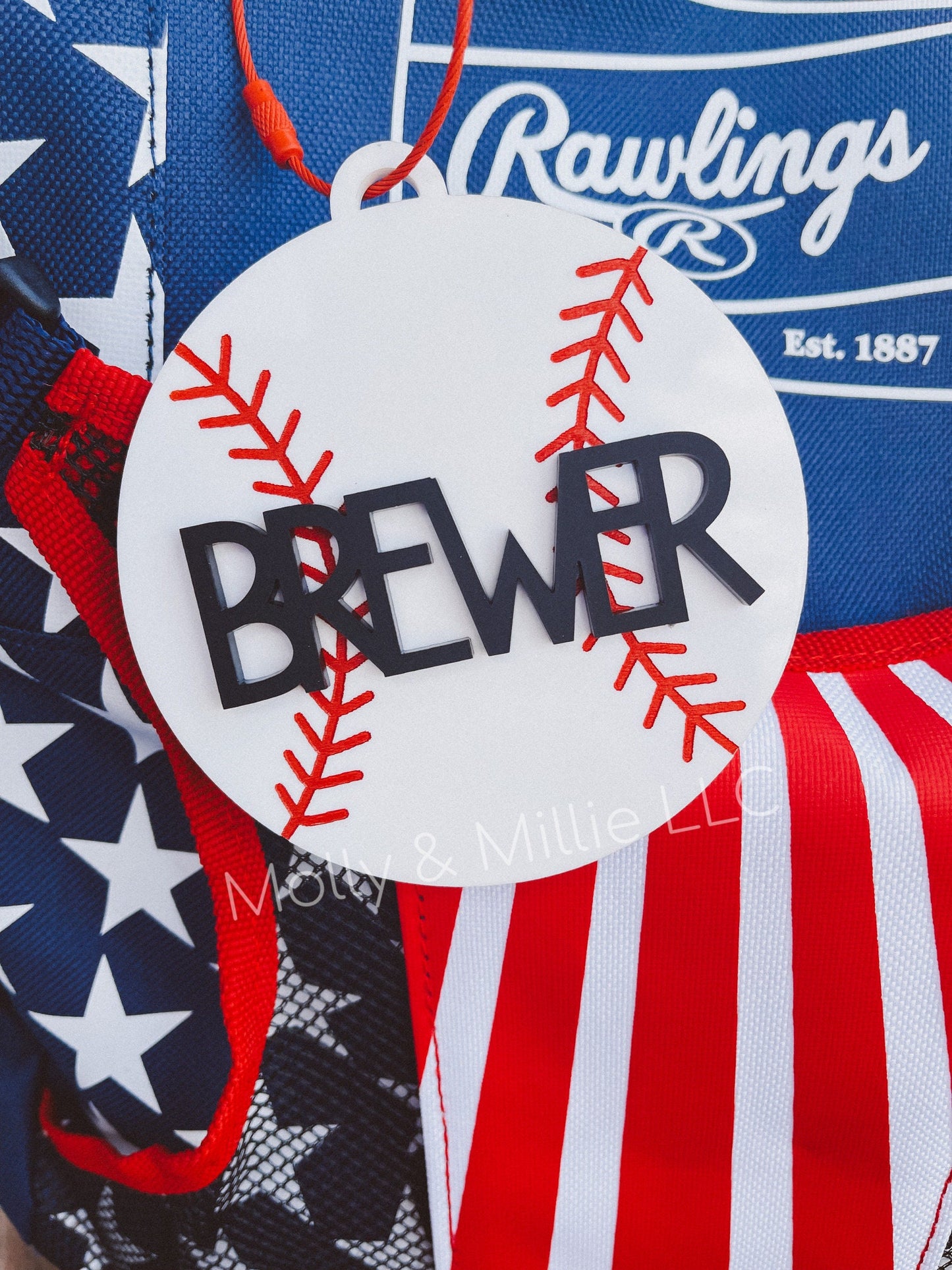 Baseball Tag | Name Tag for Baseball or Softball Bags | Sports Team Keychain | Baseball Mom Bag Tag | Gifts for Coaches | Team Mom Keychain