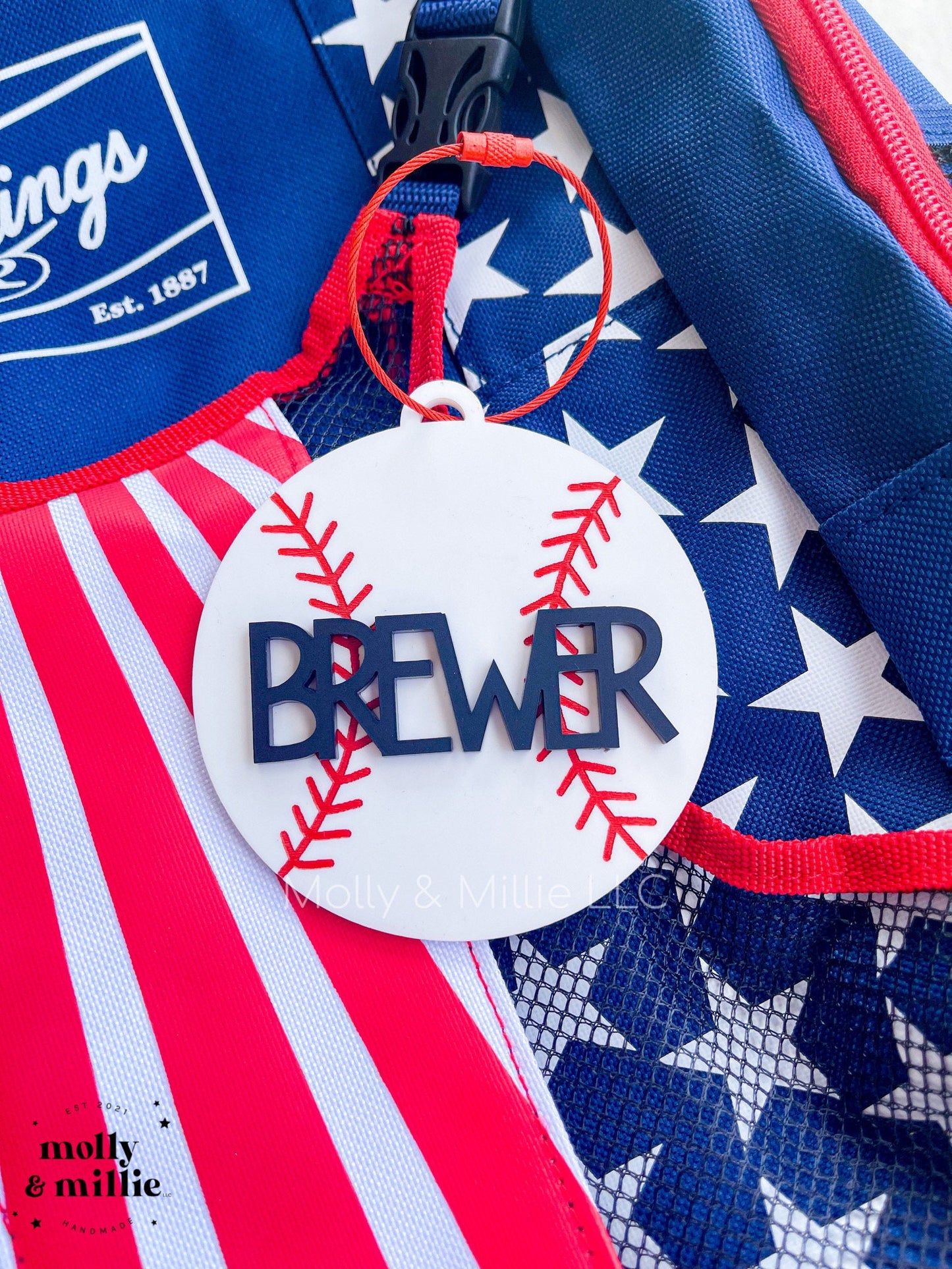 Baseball Tag | Name Tag for Baseball or Softball Bags | Sports Team Keychain | Baseball Mom Bag Tag | Gifts for Coaches | Team Mom Keychain