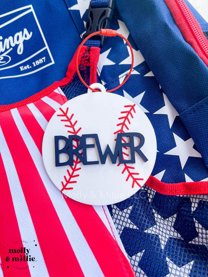 Baseball Tag | Name Tag for Baseball or Softball Bags | Sports Team Keychain | Baseball Mom Bag Tag | Gifts for Coaches | Team Mom Keychain
