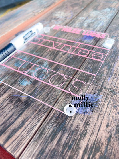 Name Tracing Board | Dry Erase Name Tracing  | Letter Tracing Board | Homeschool Aids | Acrylic Reusable Writing | Personalized Name Board
