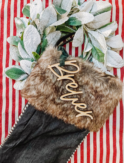 Stocking Name Tags | Alternative Table Name Plates | Wooden Name Cut Out | Present Tags | Wooden Labels | Gift Tags | Personalized Wood Name